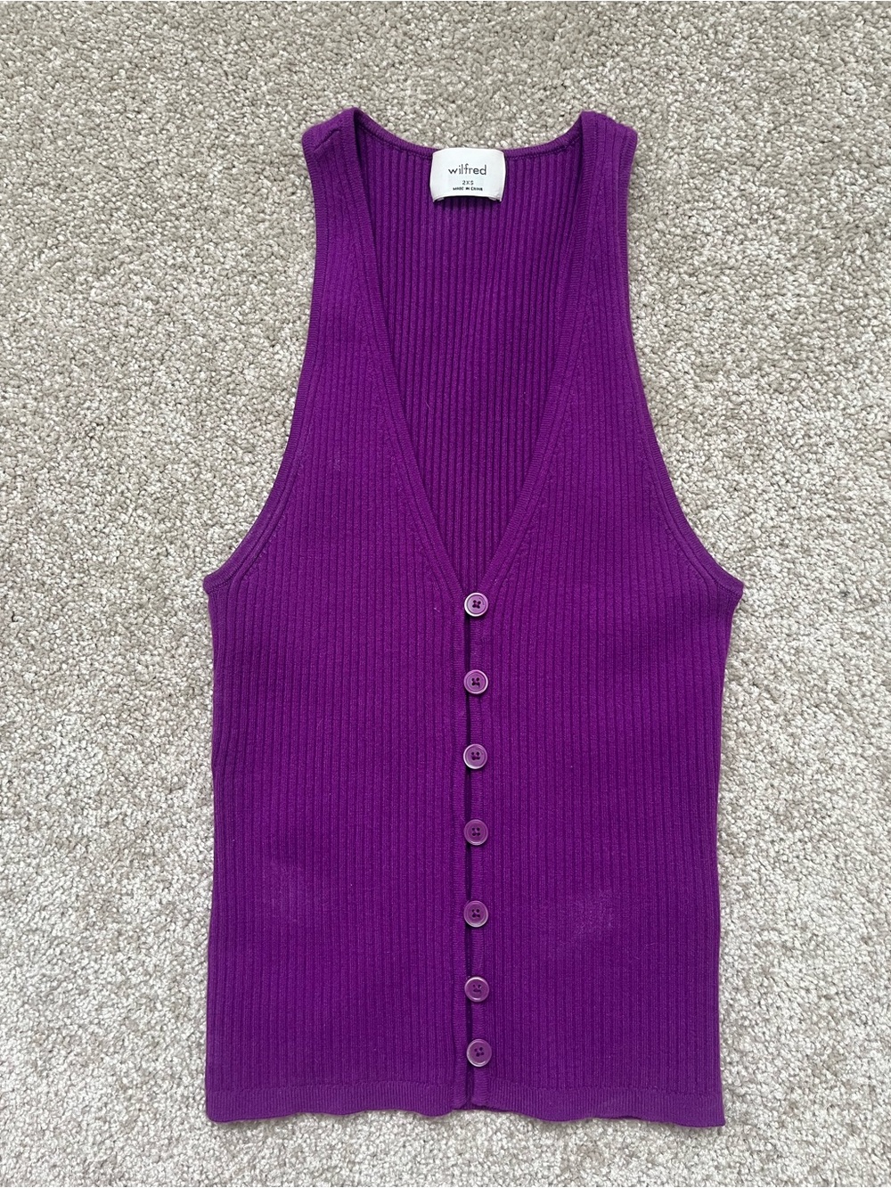 Wilfred Deep Purple Ribbed Button-Front Sweater Vest